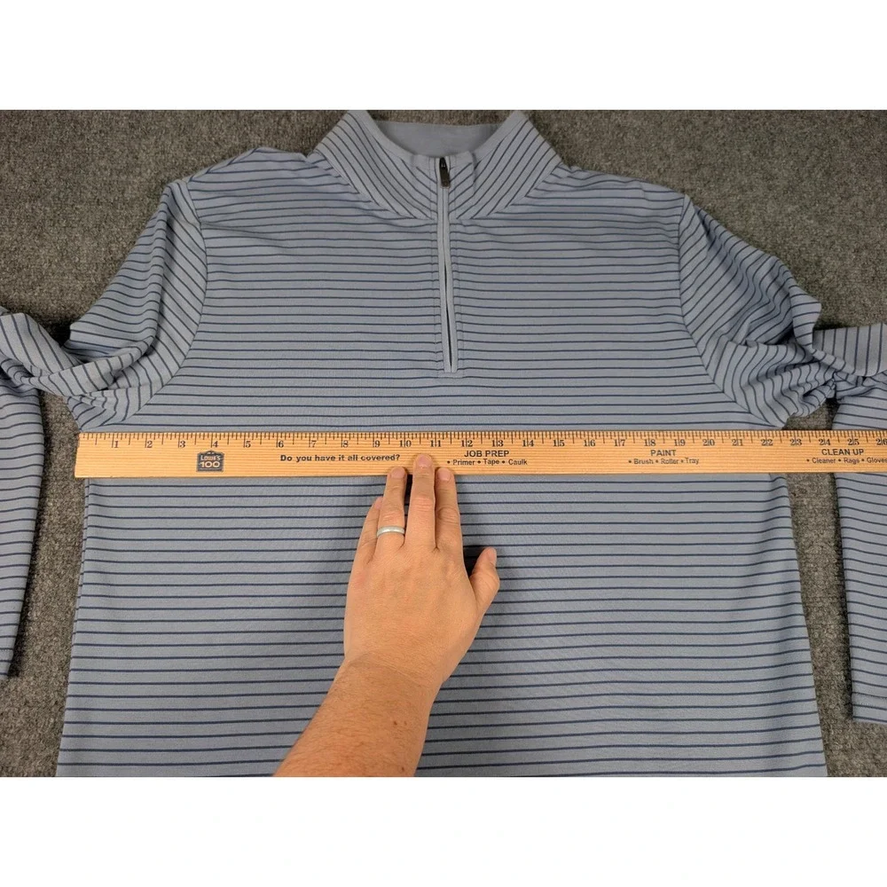 FootJoy French Terry 1/4 Zip Pullover Mens M Blue Striped Performance Golf Shirt